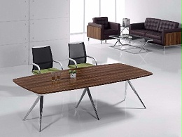 现代简约钢木组合会议桌8人会议桌