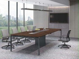 现代时尚10人板式钢架大会议桌